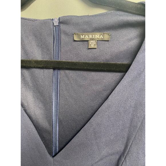 MARINA Ruffled Sleeveless Jumpsuit in Navy size 12 NWOT (b42) - Picture 8 of 8